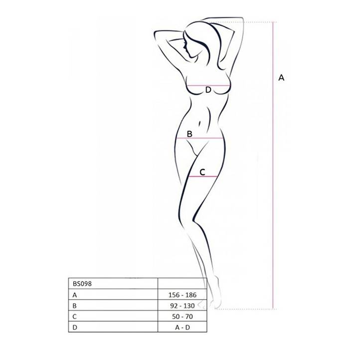 PASSION - BS098 BODYSTOCKING BLANCO TALLA UNICA