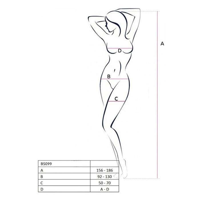 PASSION - BS099 BODYSTOCKING BLANCO TALLA UNICA