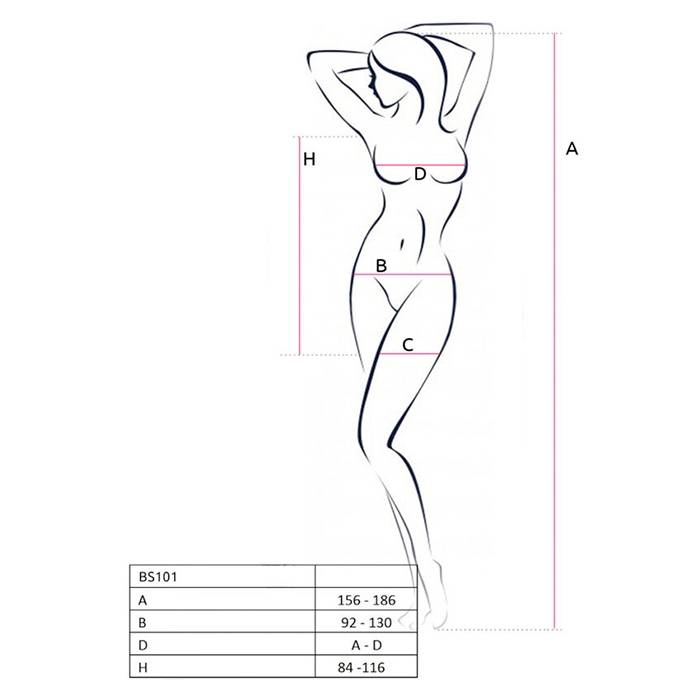 PASSION - BS101 BODYSTOCKING NEGRO TALLA UNICA