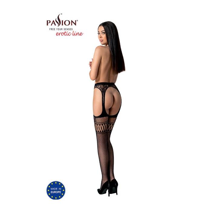 PASSION - S026 MEDIAS CON LIGUERO NEGRO TALLA UNICA