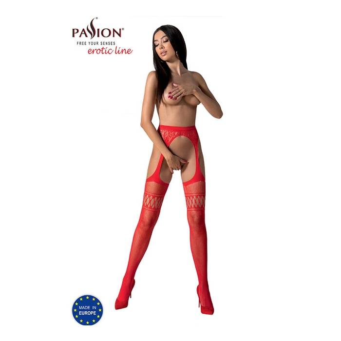 PASSION - S026 MEDIAS CON LIGUERO ROJO TALLA UNICA