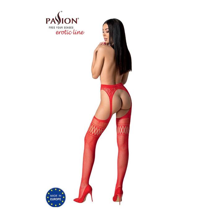 PASSION - S026 MEDIAS CON LIGUERO ROJO TALLA UNICA