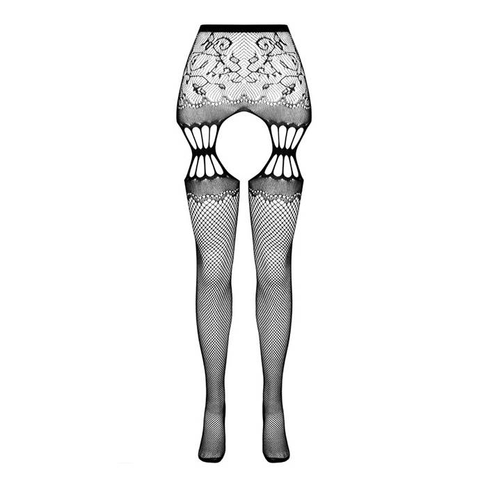 PASSION - S027 MEDIAS CON LIGUERO NEGRO TALLA UNICA