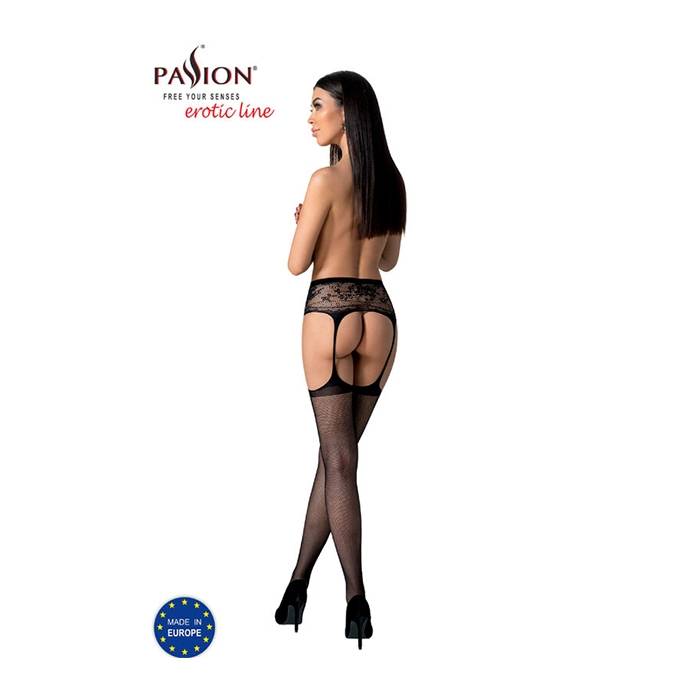 PASSION - S028 MEDIAS CON LIGUERO NEGRO TALLA UNICA