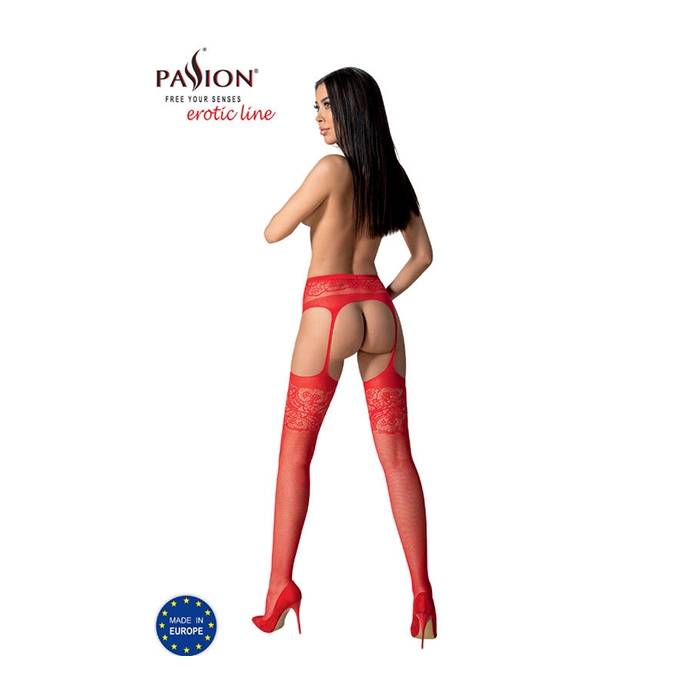 PASSION - S029 MEDIAS CON LIGUERO ROJO TALLA UNICA