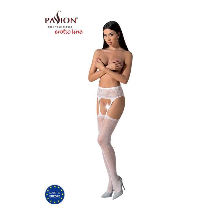 PASSION - S028 MEDIAS CON LIGUERO BLANCO TALLA UNICA