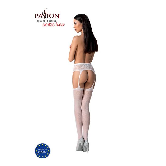 PASSION - S028 MEDIAS CON LIGUERO BLANCO TALLA UNICA