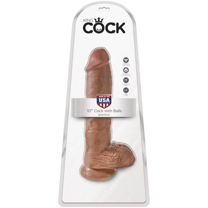 KING COCK - PÊNIS REALÍSTICO COM BOLAS 19,8 CM CARAMELO