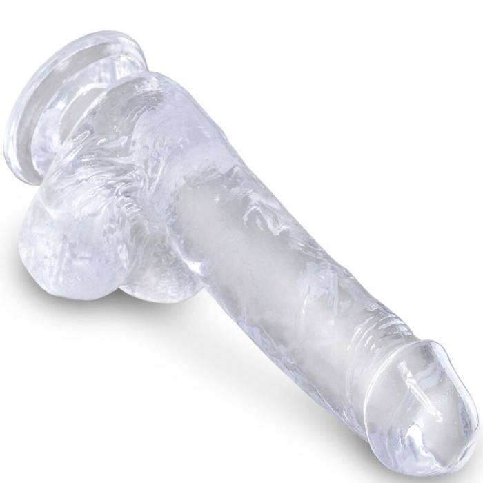 KING COCK CLEAR - PÊNIS REALISTA COM BOLAS 13,5 CM TRANSPARENTE