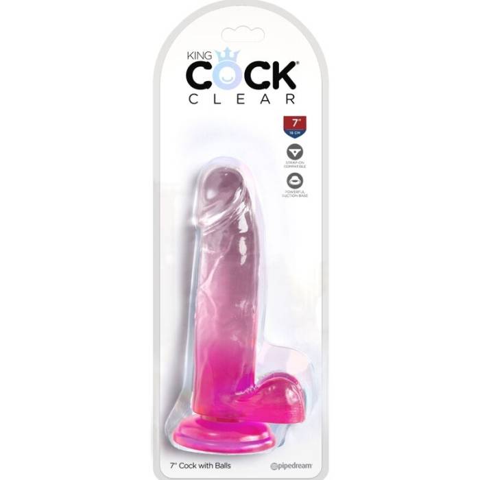 KING COCK CLEAR - PÊNIS REALISTA COM BOLAS 15,2 CM ROSA