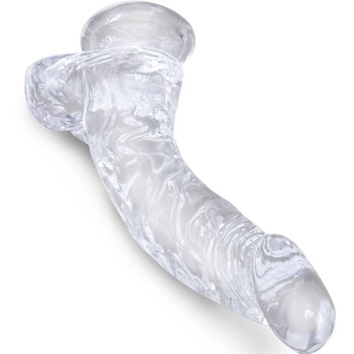 KING COCK CLEAR - PÊNIS CURVO REALISTA COM BOLAS 16,5 CM TRANSPARENTE