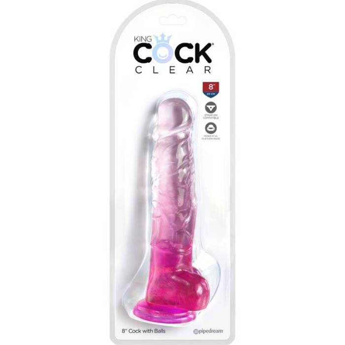 KING COCK CLEAR - PÊNIS REALISTA COM BOLAS 16,5 CM ROSA