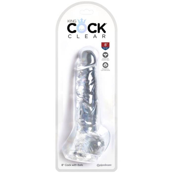 KING COCK CLEAR - PÊNIS REALISTACOM BOLAS 16,5 CM TRANSPARENTE