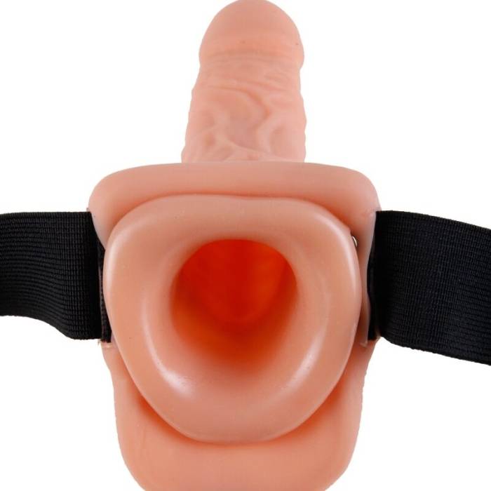 SÉRIE FETISH FANTASY - ARNÊS AJUSTÁVEL COM CONTROLE REMOTO PÊNIS REALISTA COM TESTÍCULOS 17,8 CM
