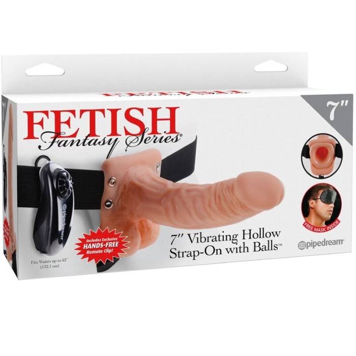 SÉRIE FETISH FANTASY - ARNÊS AJUSTÁVEL COM CONTROLE REMOTO PÊNIS REALISTA COM TESTÍCULOS 17,8 CM