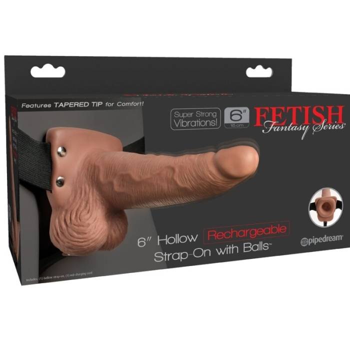SÉRIE FETISH FANTASY - ARNÊS AJUSTÁVEL PÊNIS REALISTA COM TESTÍCULOS RECARREGÁVEIS E VIBRADOR 15 CM