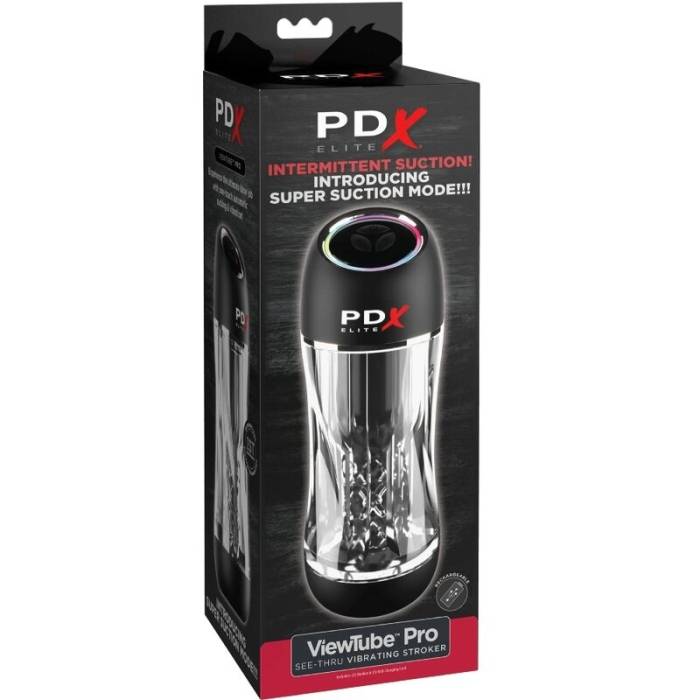 PDX ELITE - MASTURBADOR VIBRADOR TRANSPARENTE STROKER VIEWTUBE PRO