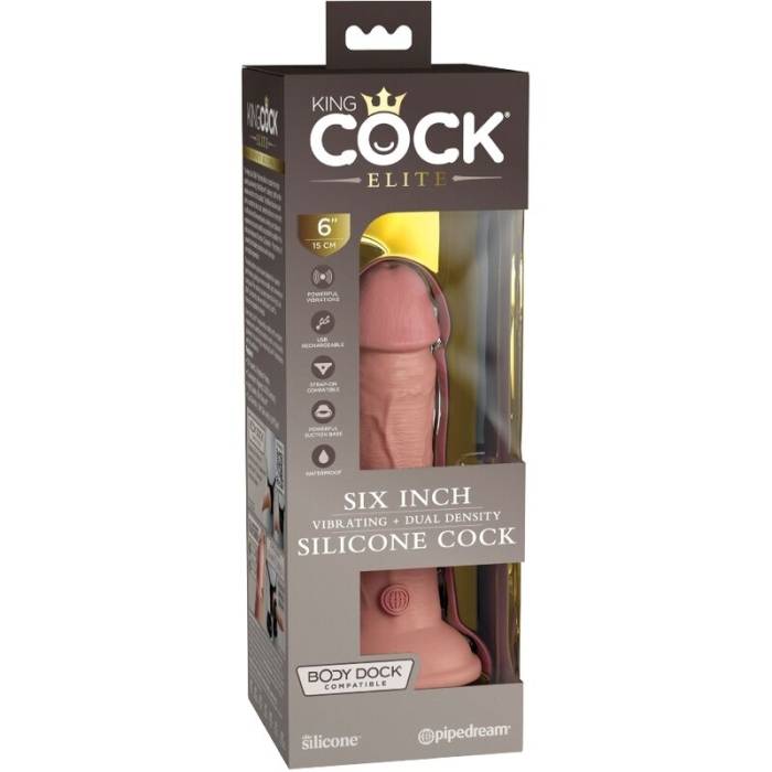 KING COCK ELITE - VIBRAÇÃO REALÍSTICA E DILDO DE SILICONE 15,2 CM