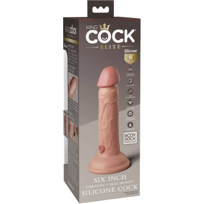 KING COCK ELITE - VIBRAÇÃO REALÍSTICA E DILDO DE SILICONE 15,2 CM
