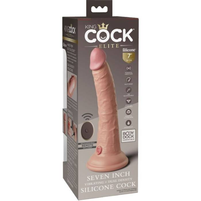 KING COCK ELITE - VIBRADOR REALÍSTICO E CONTROLE REMOTO DILDO DE SILICONE 17,8 CM