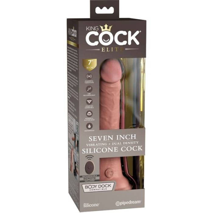 KING COCK ELITE - VIBRADOR REALÍSTICO E CONTROLE REMOTO DILDO DE SILICONE 17,8 CM