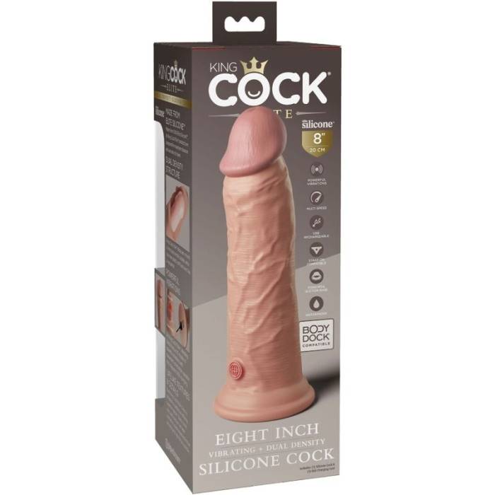 KING COCK ELITE - VIBRAÇÃO REALÍSTICA E DILDO DE SILICONE 20,3 CM