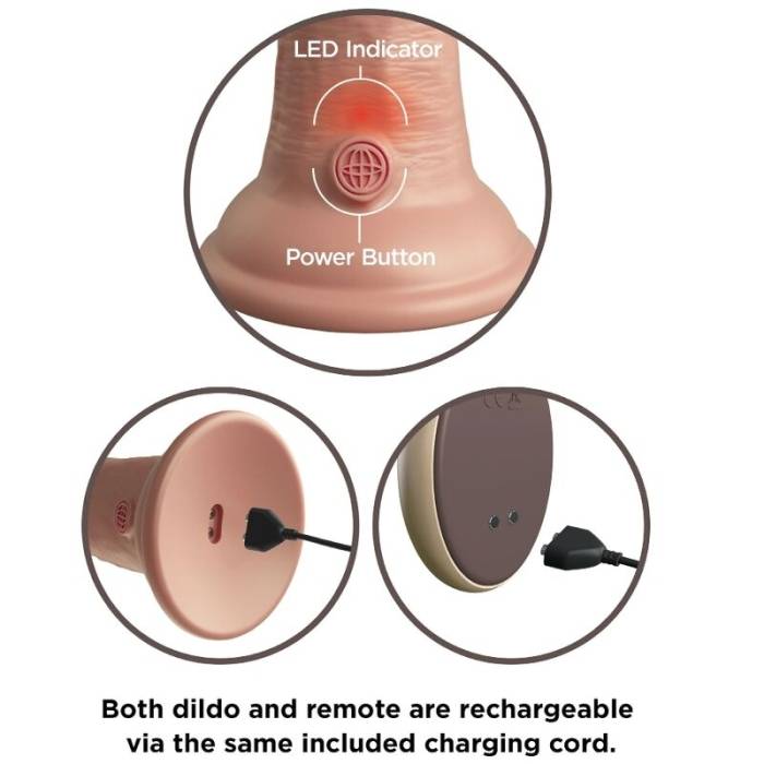 KING COCK ELITE - VIBRADOR REALÍSTICO E DILDO DE SILICONE CONTROLE REMOTO 23 CM