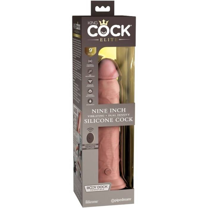 KING COCK ELITE - VIBRADOR REALÍSTICO E DILDO DE SILICONE CONTROLE REMOTO 23 CM