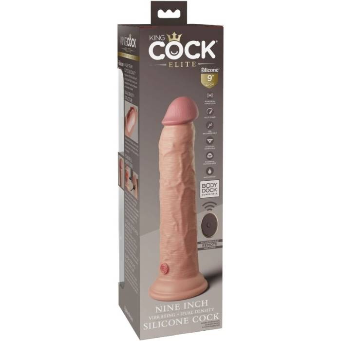 KING COCK ELITE - VIBRADOR REALÍSTICO E DILDO DE SILICONE CONTROLE REMOTO 23 CM