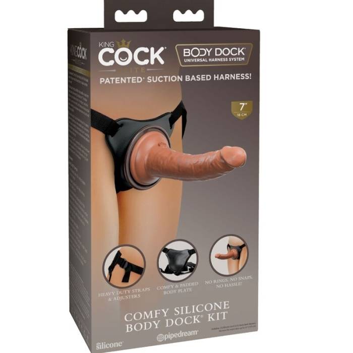 KING COCK ELITE - ARNÊS CONFORTÁVEL AJUSTÁVEL COM DILDO 17,8 CM