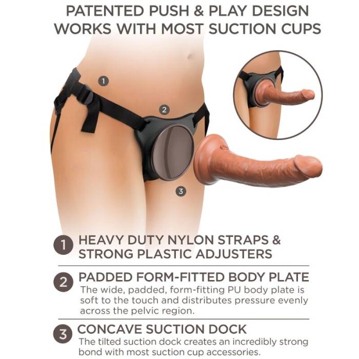 KING COCK ELITE - ARNÊS CONFORTÁVEL AJUSTÁVEL COM DILDO 17,8 CM