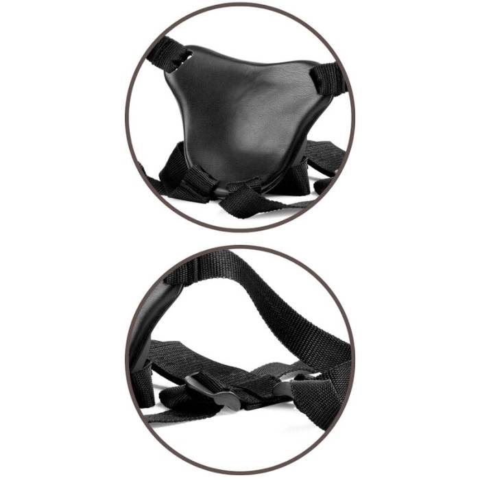 KING COCK ELITE - KIT DE ARNÊS AJUSTÁVEL DELUXE ANEL COM TESTÍCULOS E DILDO 20,3 CM