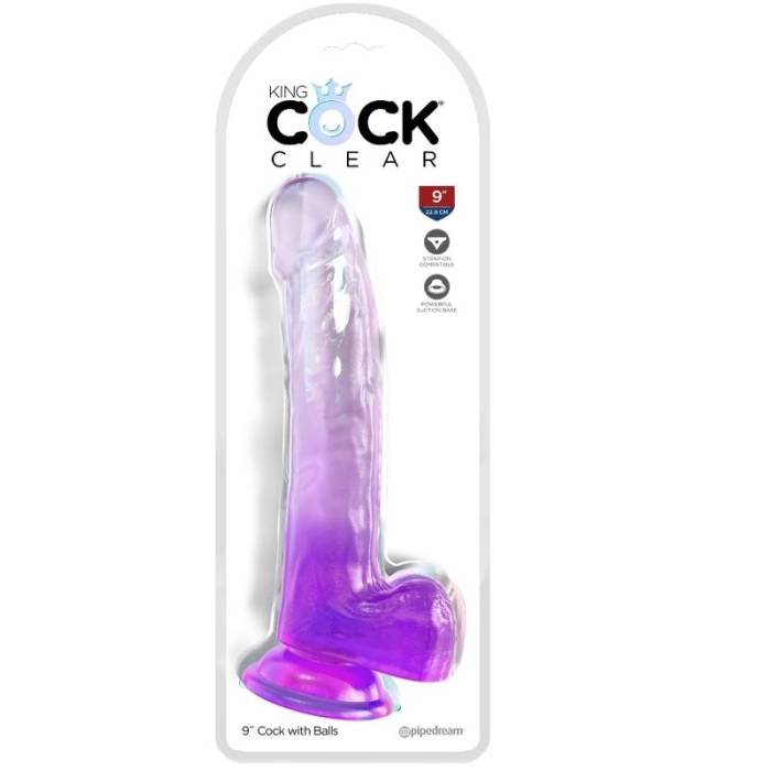 KING COCK CLEAR - DILDO COM TESTÍCULOS 20,3 CM ROXO