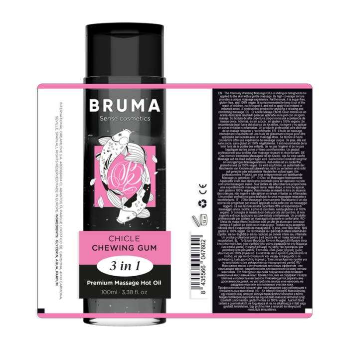 BRUMA - ÓLEO DE MASSAGEM PREMIUM EFEITO CALOR SABOR GOMA 3 EM 1