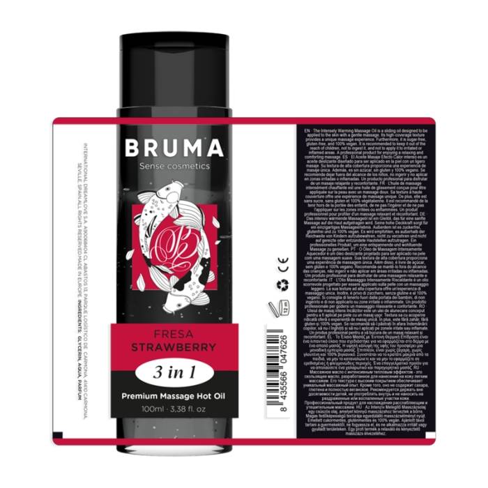 BRUMA - ÓLEO DE MASSAGEM PREMIUM EFEITO CALOR SABOR MORANGO 3 EM 1