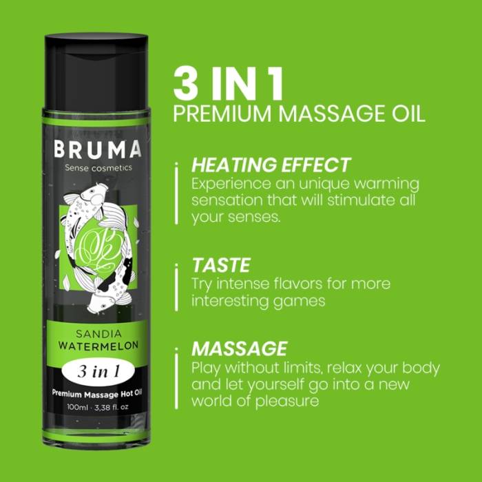 BRUMA - ÓLEO DE MASSAGEM PREMIUM EFEITO CALOR SABOR MELANCIA 3 EM 1