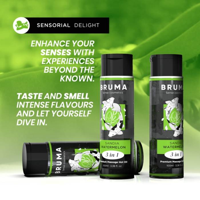 BRUMA - ÓLEO DE MASSAGEM PREMIUM EFEITO CALOR SABOR MELANCIA 3 EM 1