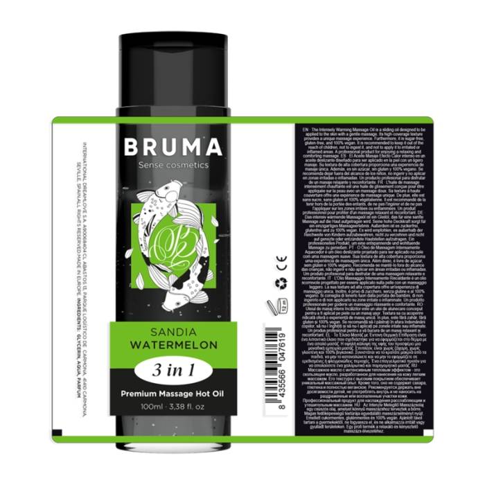 BRUMA - ÓLEO DE MASSAGEM PREMIUM EFEITO CALOR SABOR MELANCIA 3 EM 1