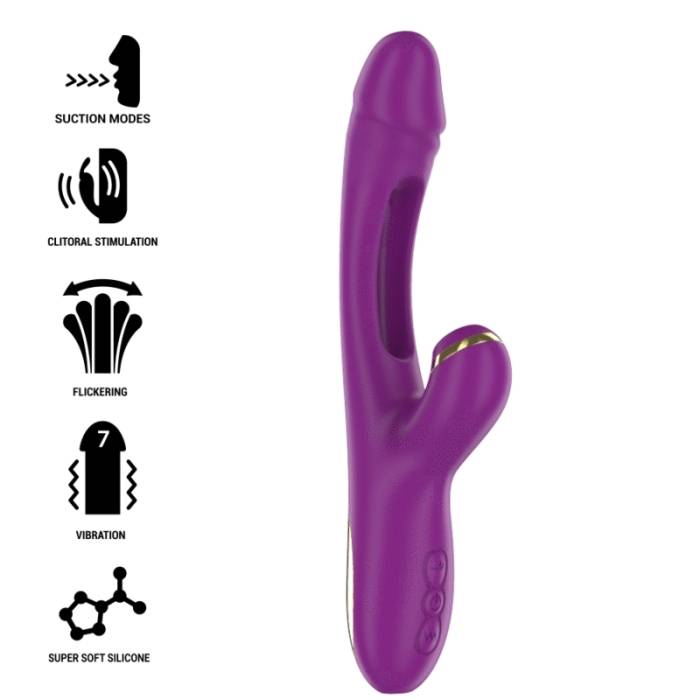INTENSE - ATENEO VIBRADOR MULTIFUNÇÃO RECARREGÁVEL 7 VIBRAÇÕES COM LÍNGUA OSCILANTE E SUCÇÃO ROXA