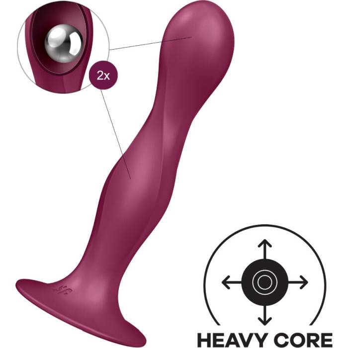 SATISFYER - DILDO DE SILICONE DUPLA BALL-R GARNET