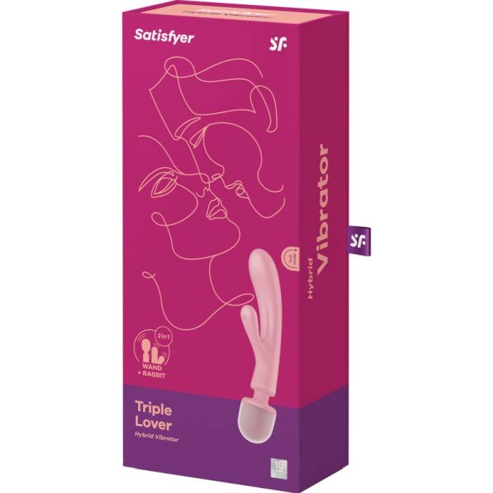 SATISFYER - TRIPLE LOVER RABBIT VIBRADOR MASSAGER ROSA