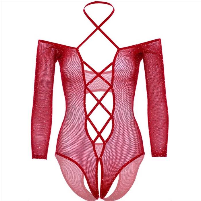 LEG AVENUE - CORPO SEM CROTHLESS COM BRILHANTE VERMELHO