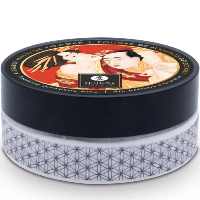 SHUNGA - KIT DE PÓ DE MASSAGEM COMESTÍVEL MORANGO