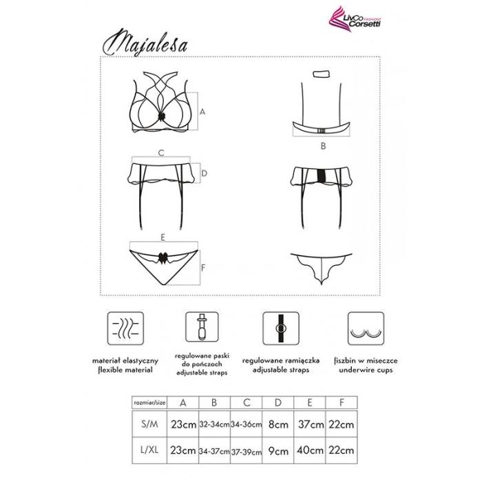 LIVCO CORSETTI FASHION - MAJALESA LC 90526 SUTI + CINTA LIGA + CALCINHA PRETA L/XL