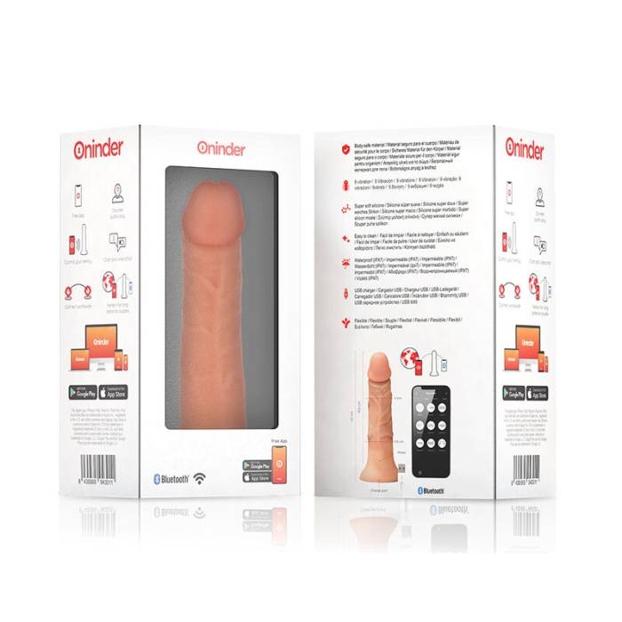 ONINDER - GRANDE VIBRADOR BOGOTÃ DILDO 9 VELOCIDADES NATURAL 22 CM -O- 4,5 CM - APLICATIVO GRATUITO