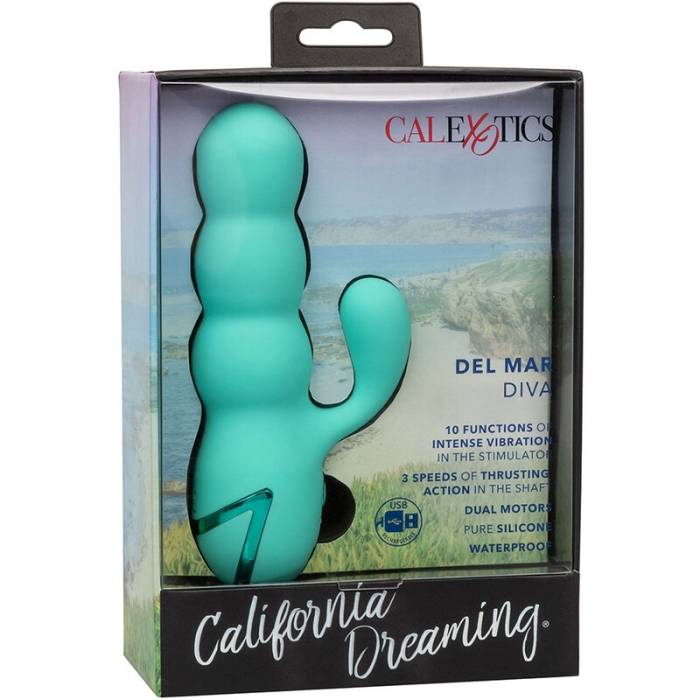 CALIFORNIA EXOTICS - VIBRADOR DEL MAR DIVA RABBIR AQUA GREEN POR CALIFORNIA DREAMING