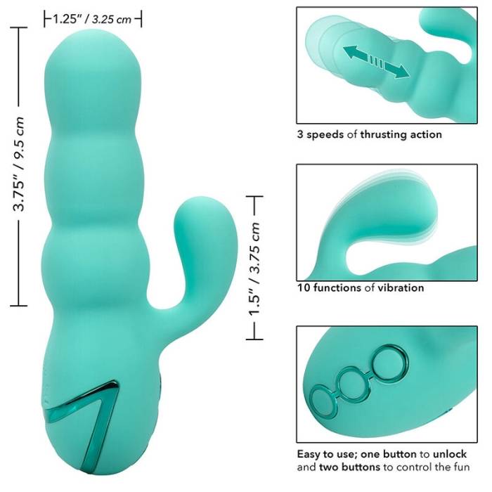 CALIFORNIA EXOTICS - VIBRADOR DEL MAR DIVA RABBIR AQUA GREEN POR CALIFORNIA DREAMING