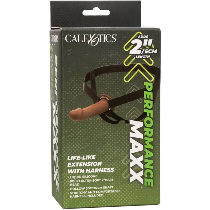 CALIFORNIA EXOTICS - PERFORMANCE MAXX LIFE-LIKE EXTENSION COM ARNÊS PELE MARROM