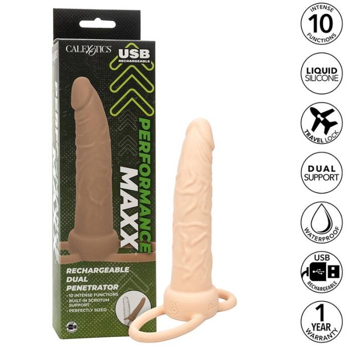 CALIFORNIA EXOTICS - PERFORMANCE MAXX RECARREGVEL DUPLO PENETRADOR PELE LEVE