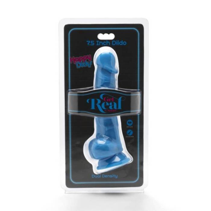 Caia na Real - HAPPY DICKS 19 CM COM BOLAS AZUIS